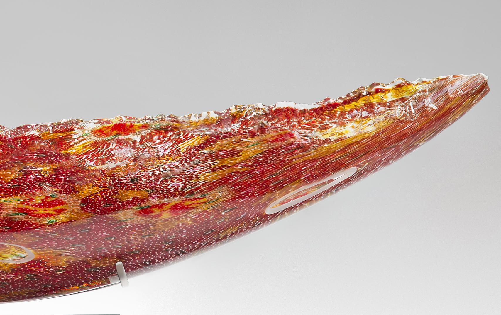 Hand-Crafted Coral Quillon, a Unique Glass Sculpture by James Devereux & David Patchen