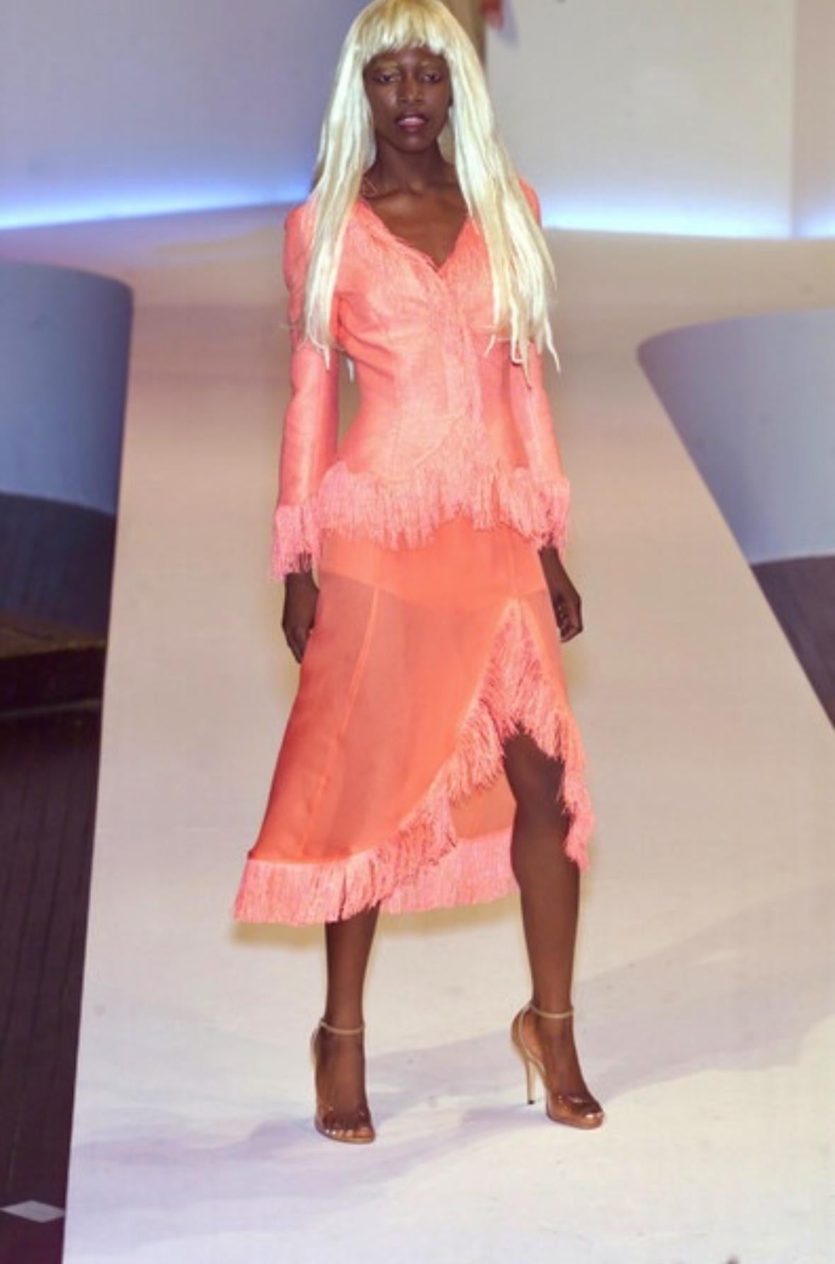 Rouge Veste en raphia corail SS 2001 Les Solarisées Thierry Mugler Couture en vente