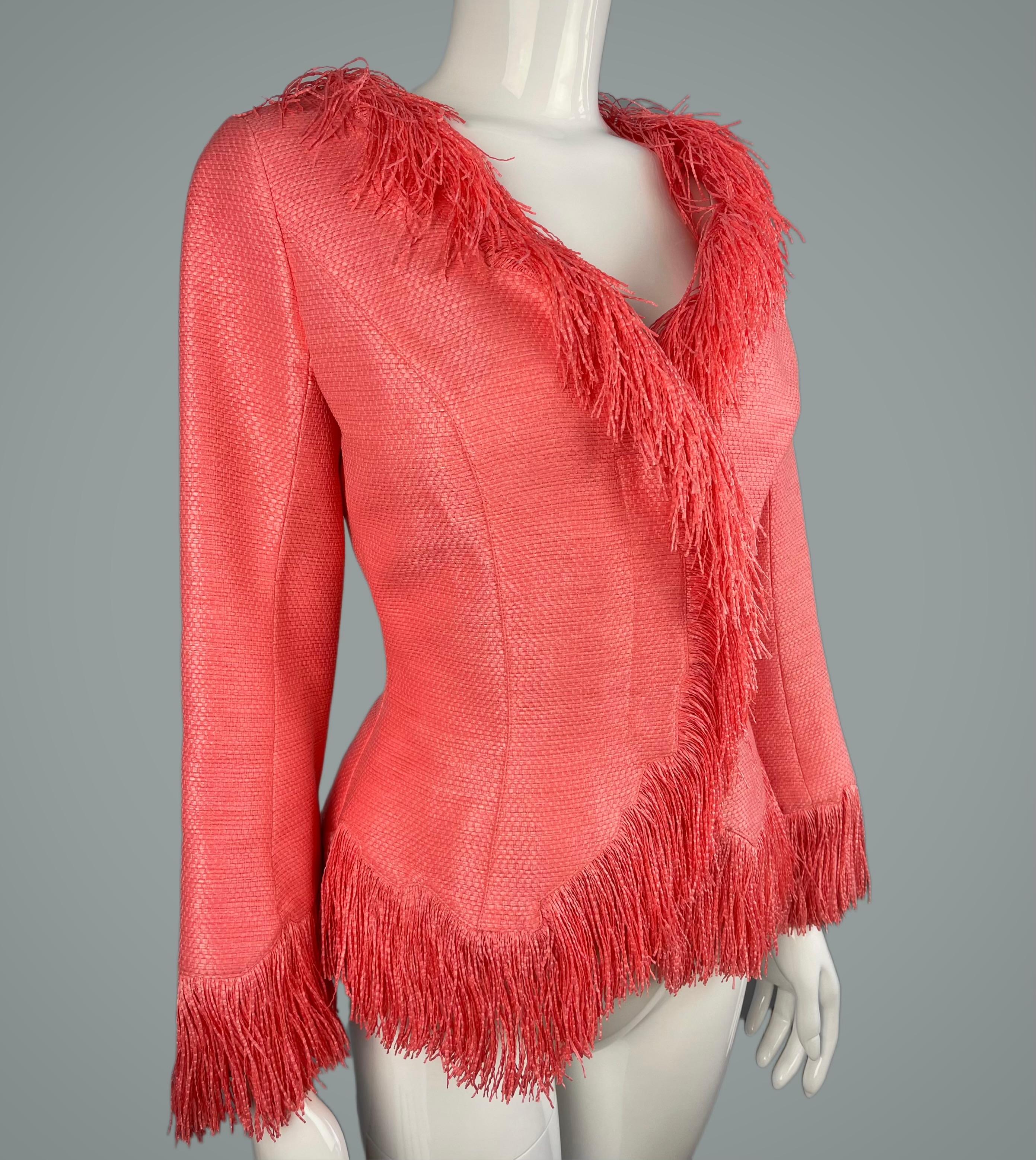 Veste en raphia corail SS 2001 Les Solarisées Thierry Mugler Couture Excellent état - En vente à Praha 4, Hlavní město Praha