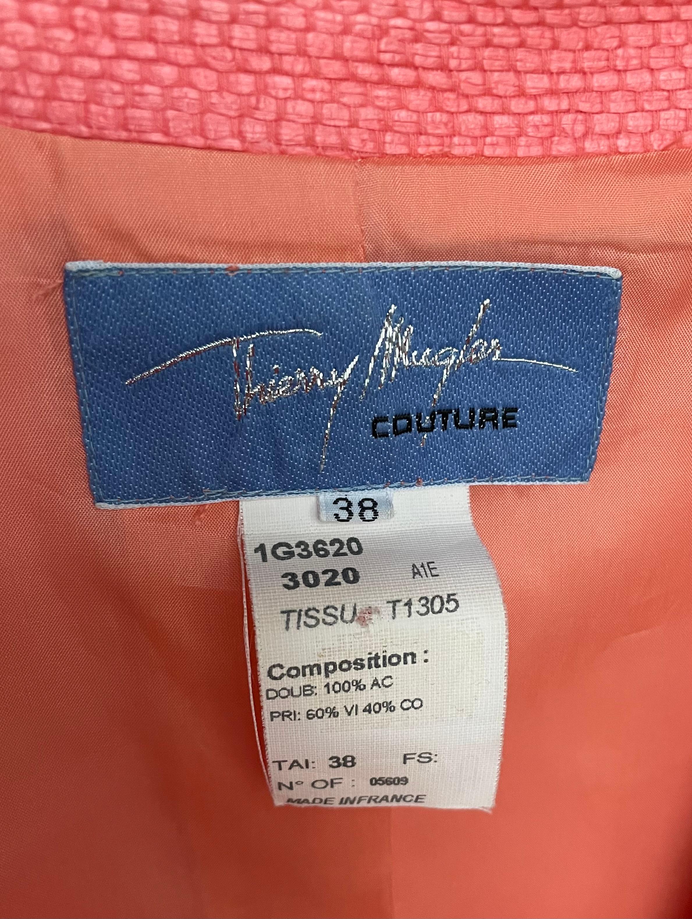 Veste en raphia corail SS 2001 Les Solarisées Thierry Mugler Couture en vente 1