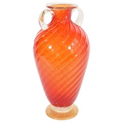 Coral Red Amphora Vase by Cenedese for Seguso Vetri d`Arte Murano, Italy, 1990s