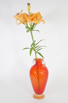 Coral Red Amphora Vase by Cenedese for Seguso Vetri d`Arte Murano, Italy, 1990s