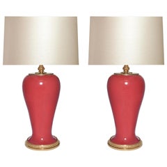 Coral Red Glazed Porcelain Lamps
