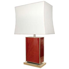 Lampe de table en laque rouge corail