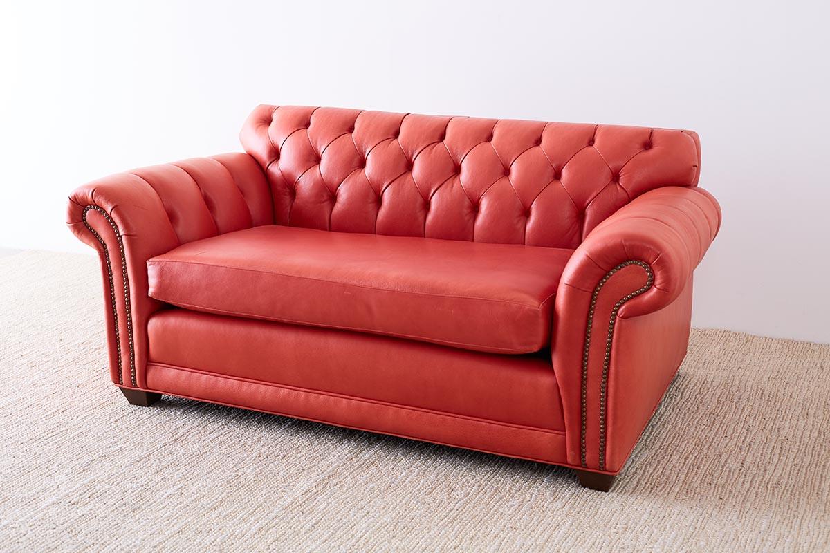 coral leather sofa