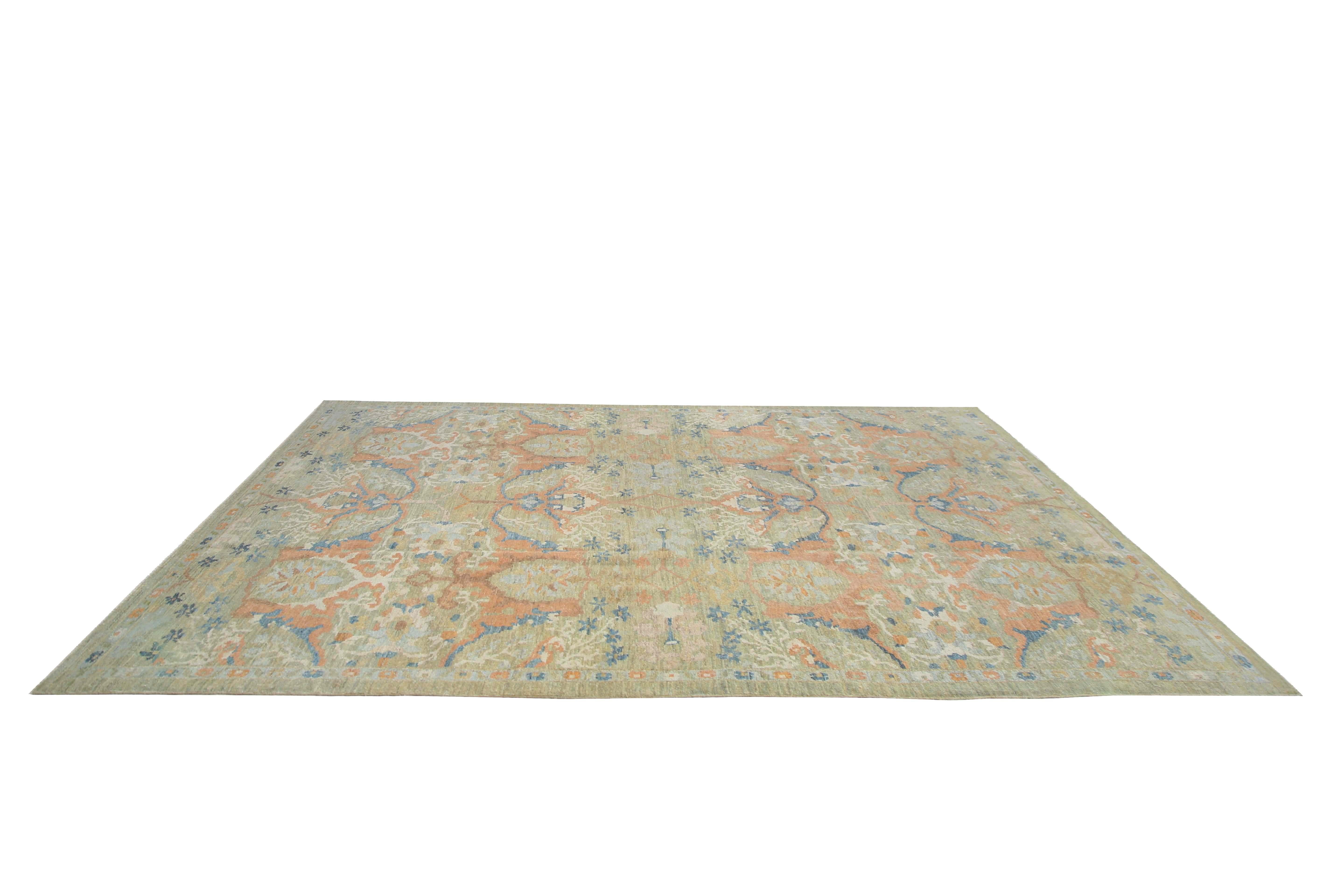 Hand-Woven Coral Rich Colored Turkish Handmade Rug For Sale