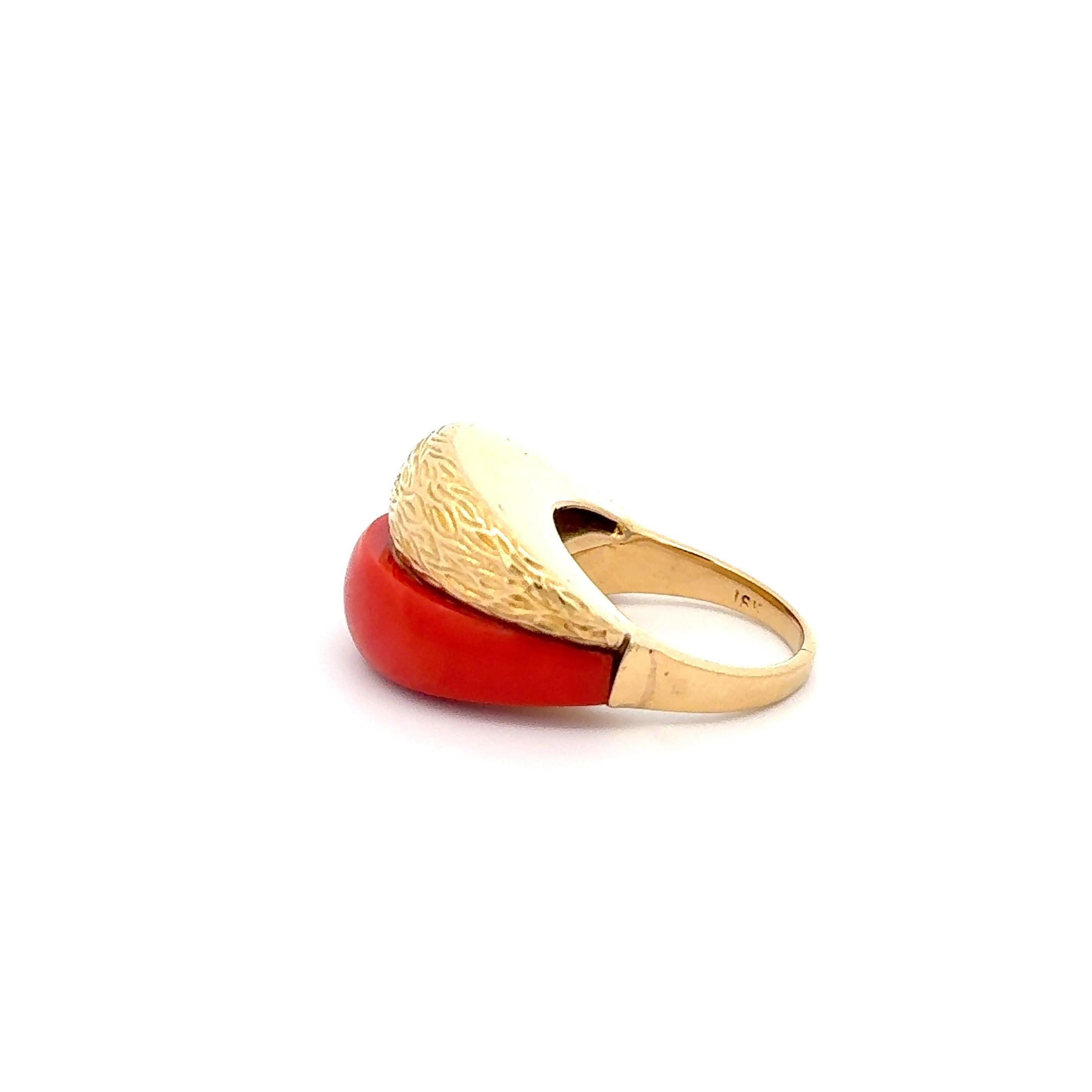 Korallenring 18K Gelbgold (Cabochon) im Angebot