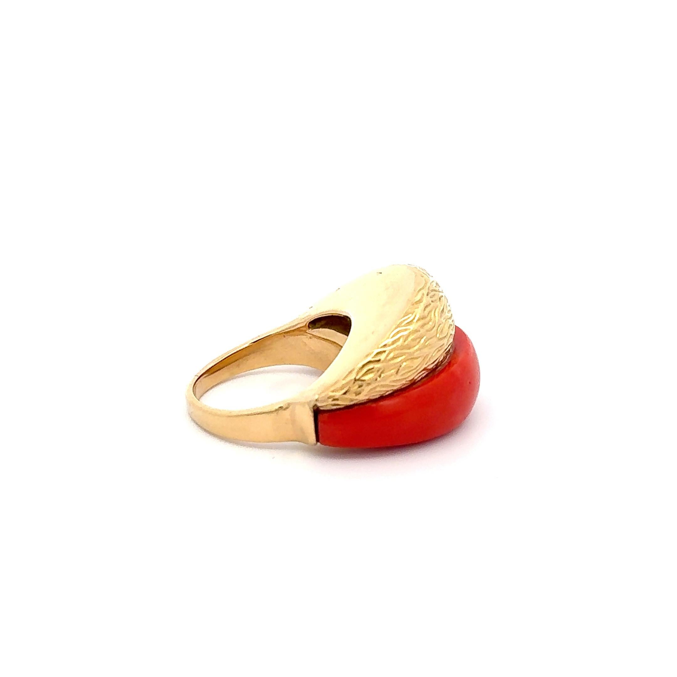 Korallenring 18K Gelbgold für Damen oder Herren im Angebot