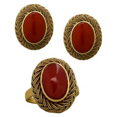 Vintage Coral Ring and Earring Set