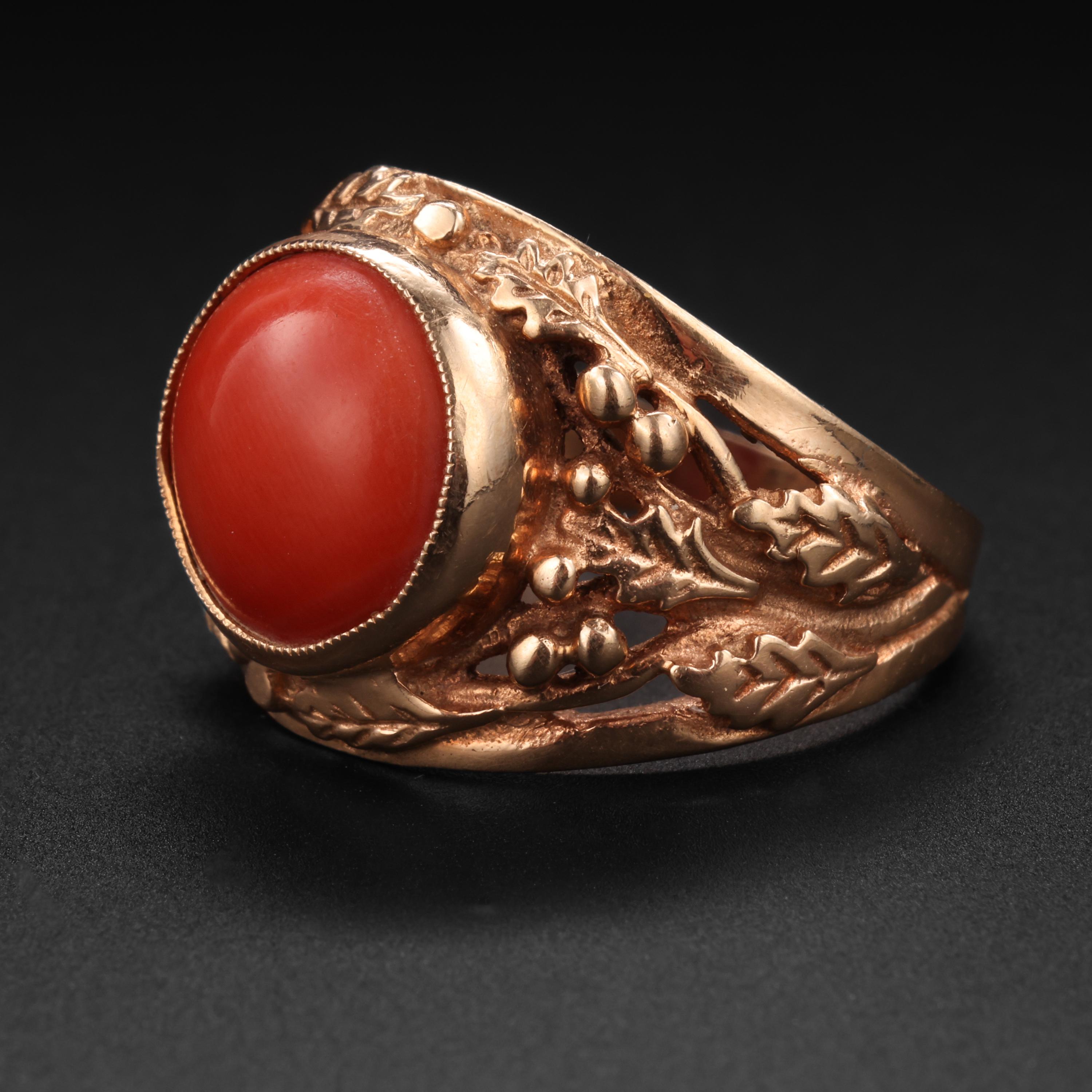 mens coral ring