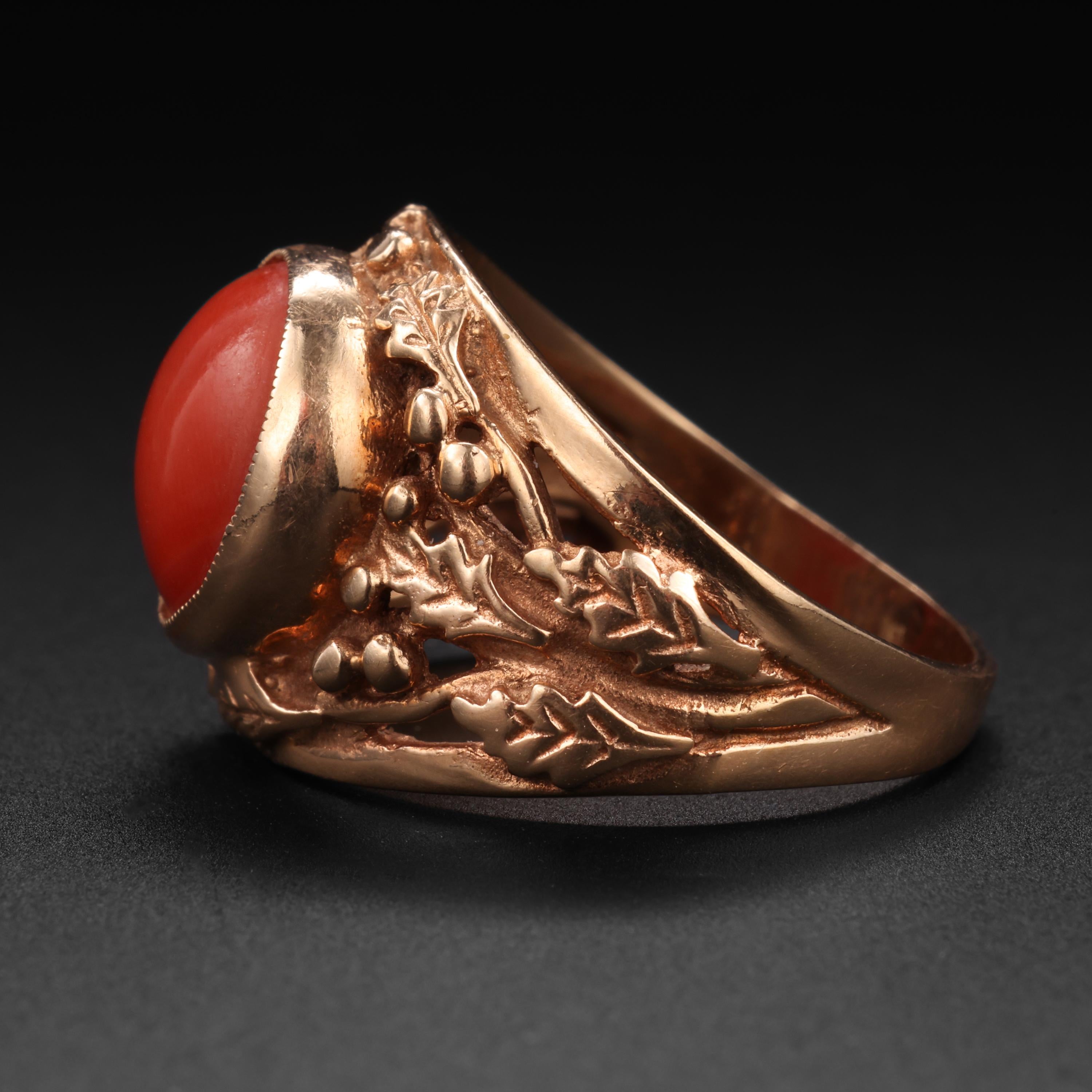 coral mens ring