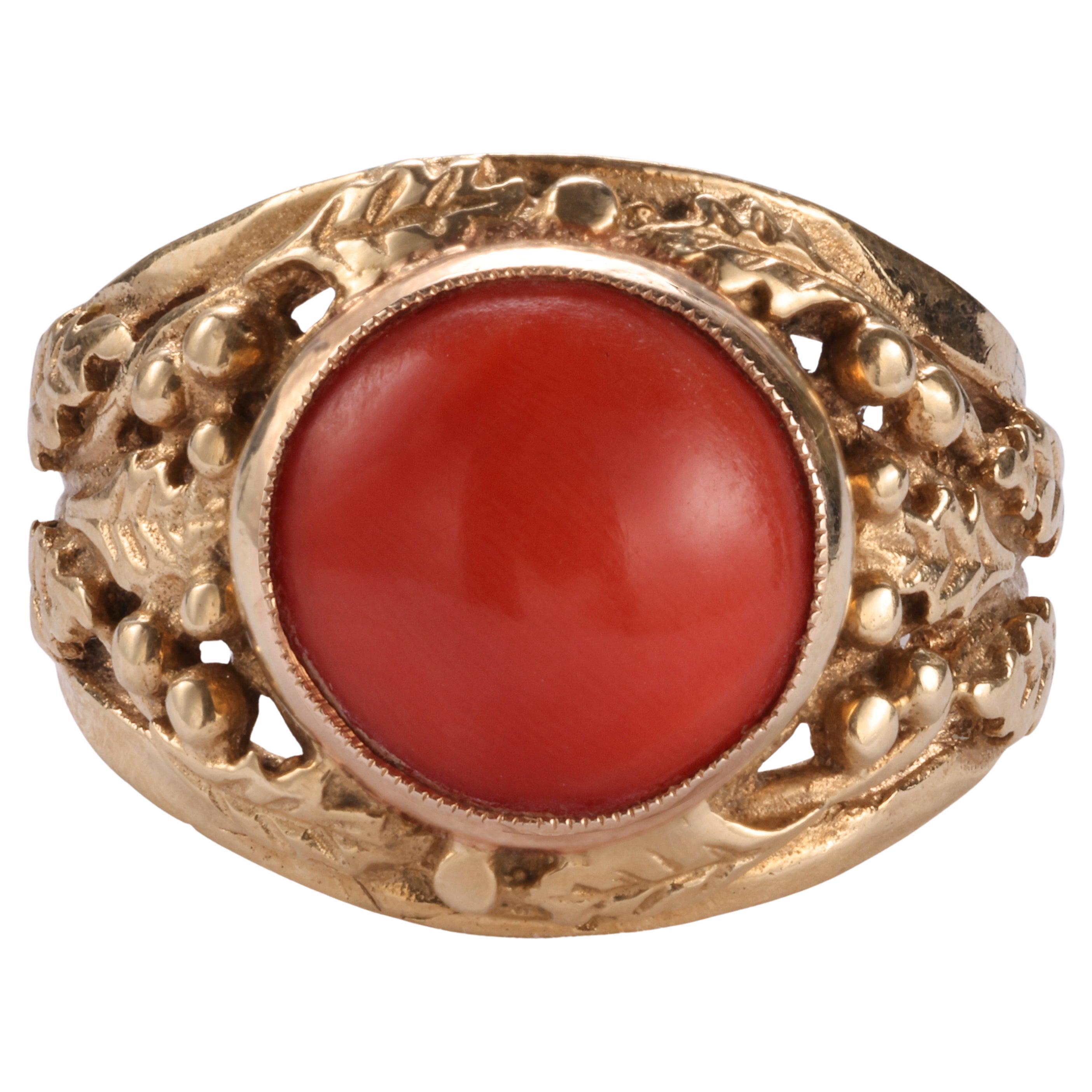 Men's Ring Coral Circa 1960s from Europe