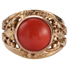 Men's Ring Coral Circa 1960s from Europe