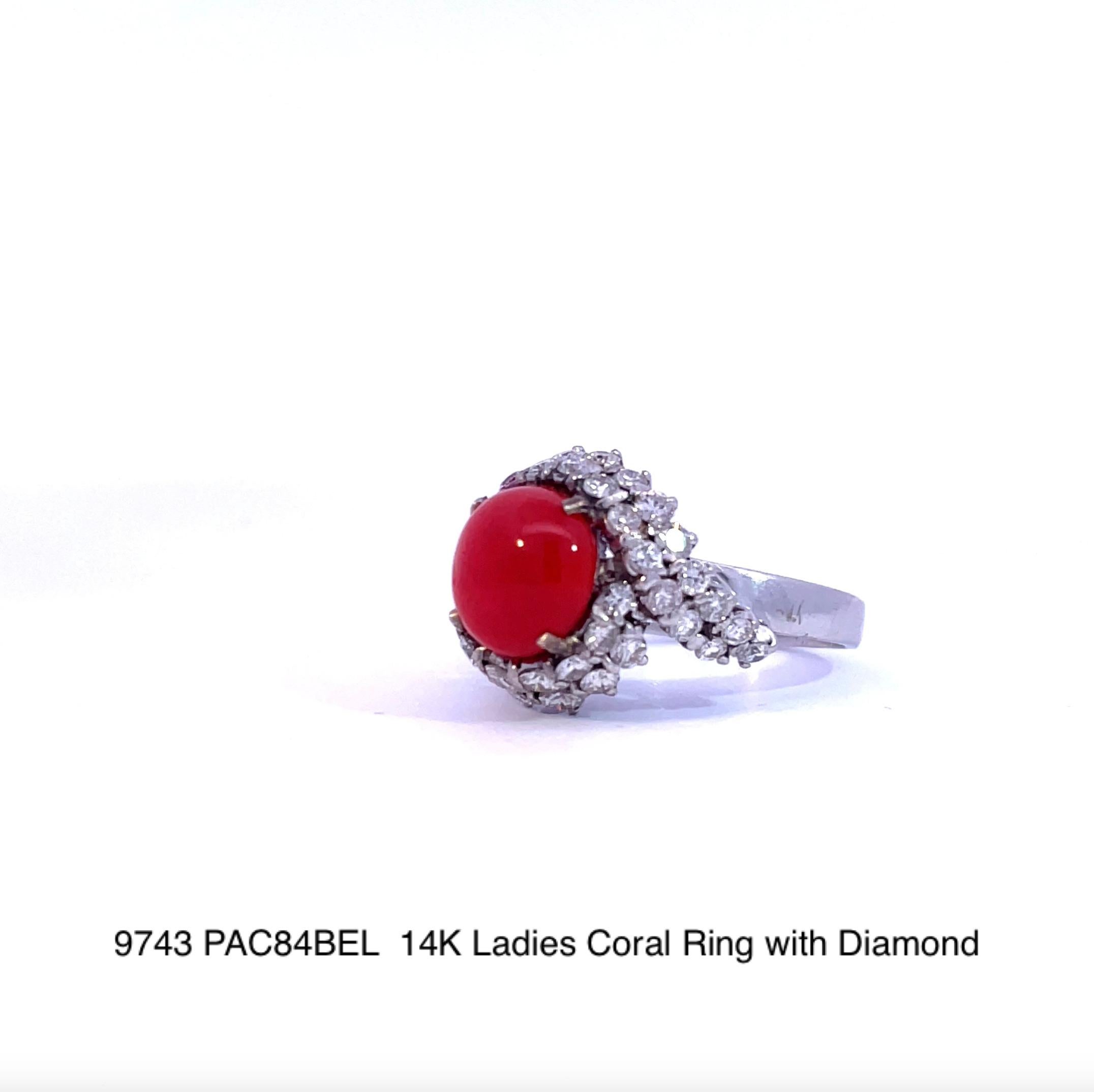 Belle Époque Coral Ring with Diamonds