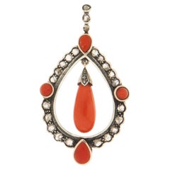 Collana con ciondolo in oro giallo 14 carati con diamanti Coral Rose Cut