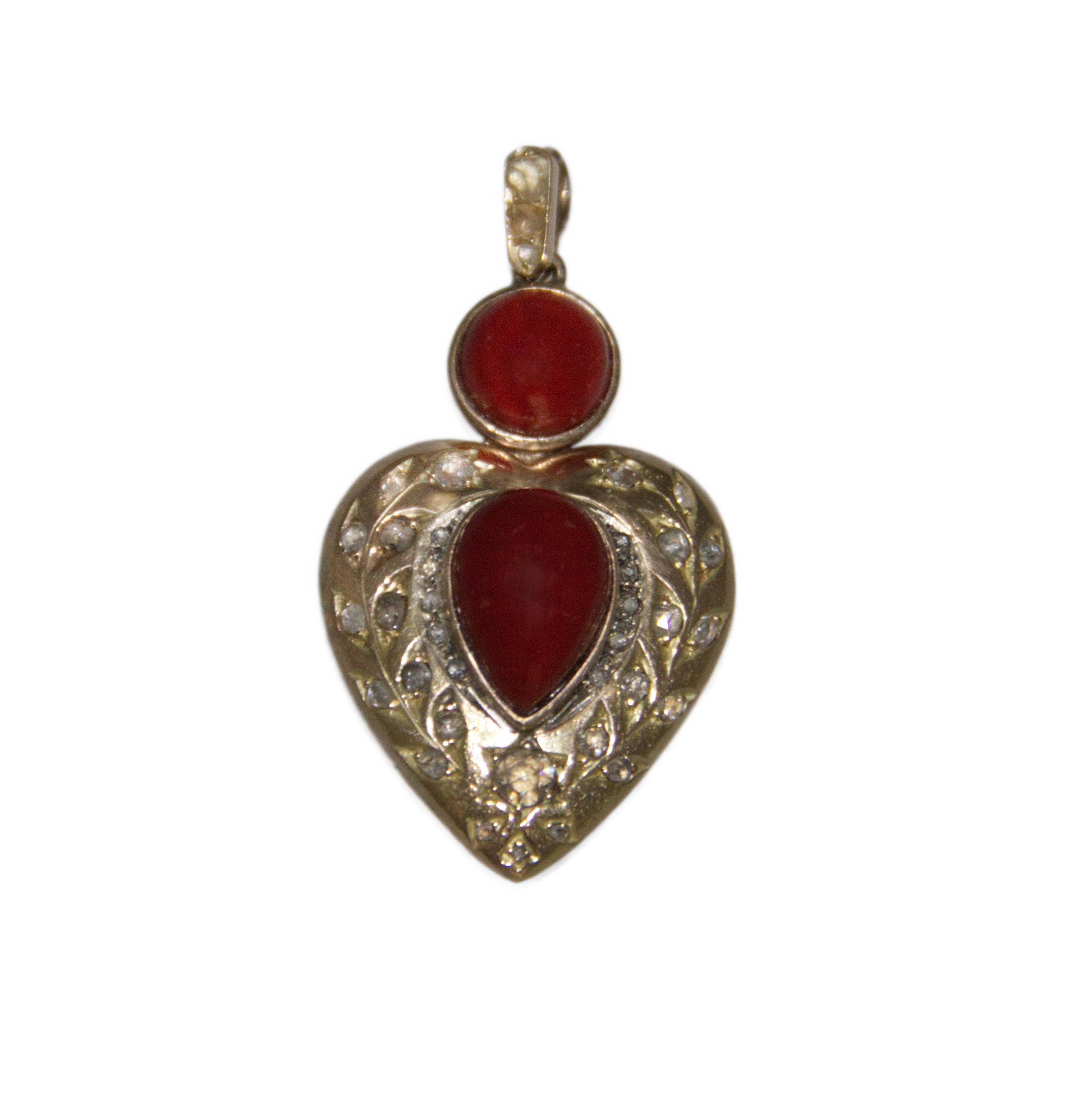 Coral Rose Diamants or jaune 9 carats  Collier à pendentifs Excellent état - En vente à Marcianise, IT