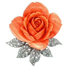 Broche Coral Rose Diamant