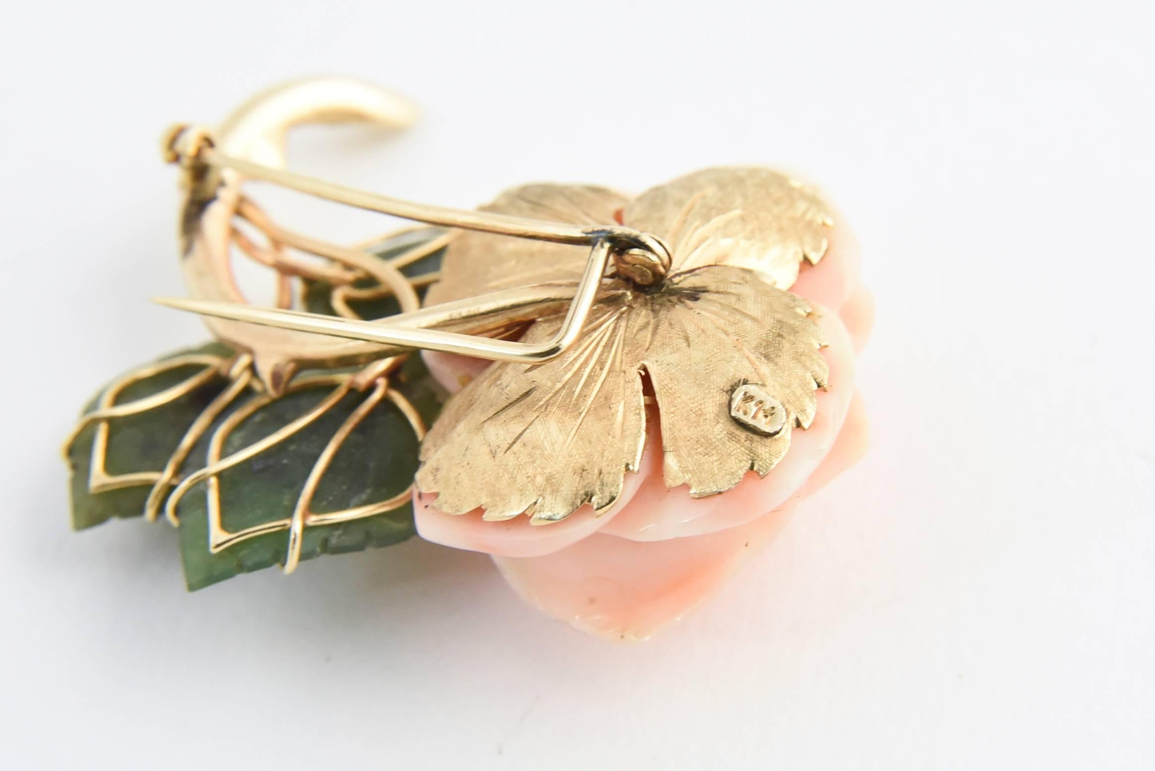 coral rose jade leaf jewellery