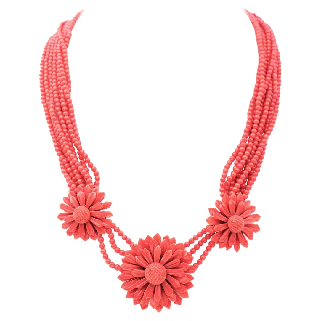 Coral, Rose Gold Retrò Necklace