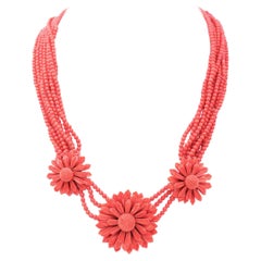 Coral, Rose Gold Retrò Necklace