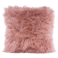 Cojín de piel de oveja Shearling Flamingo Rosa de Muchi Decor, Made in Italy
