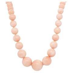 Coral Round Beads with 18k White Gold Clasp