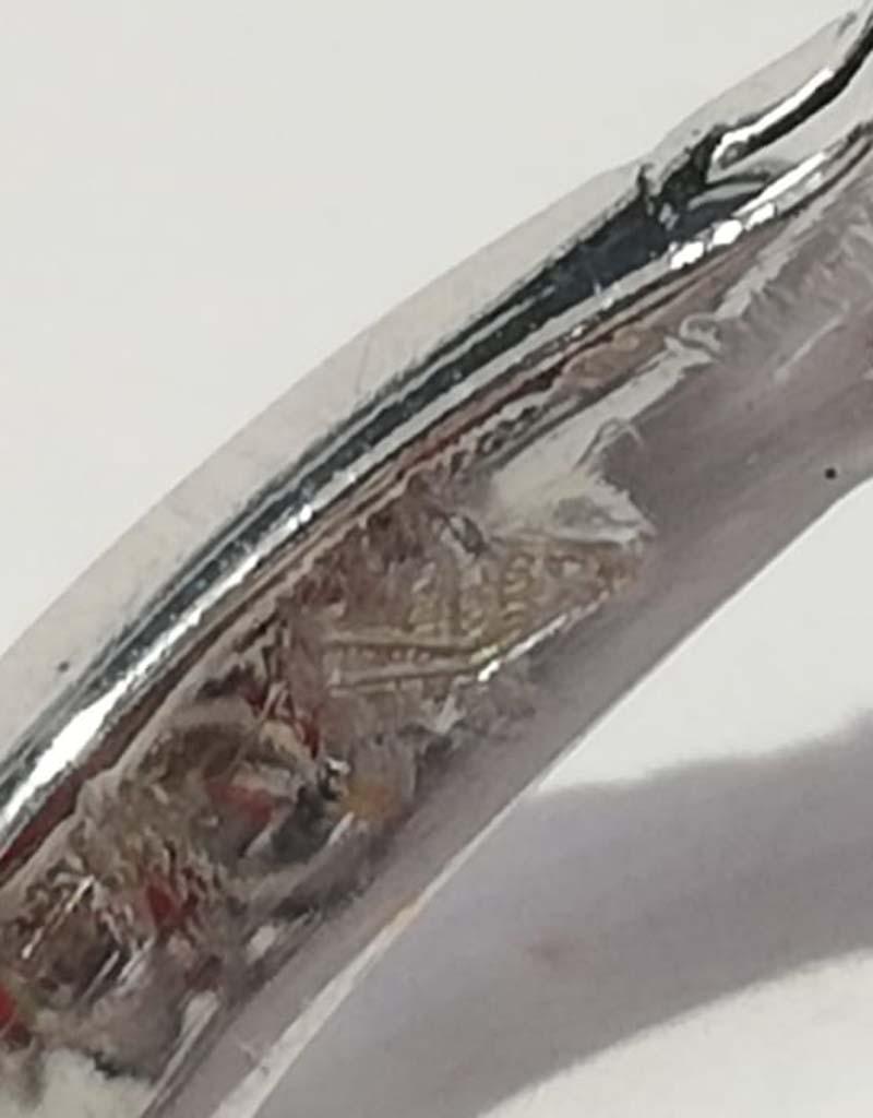 Women's Coral, Sapphires, Diamonds, 14 Karat White Gold Ring.