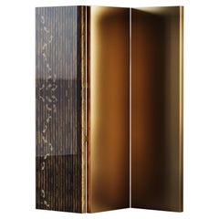 Coral Screen In Tiger Eye Stone With Brass Inlay Accent