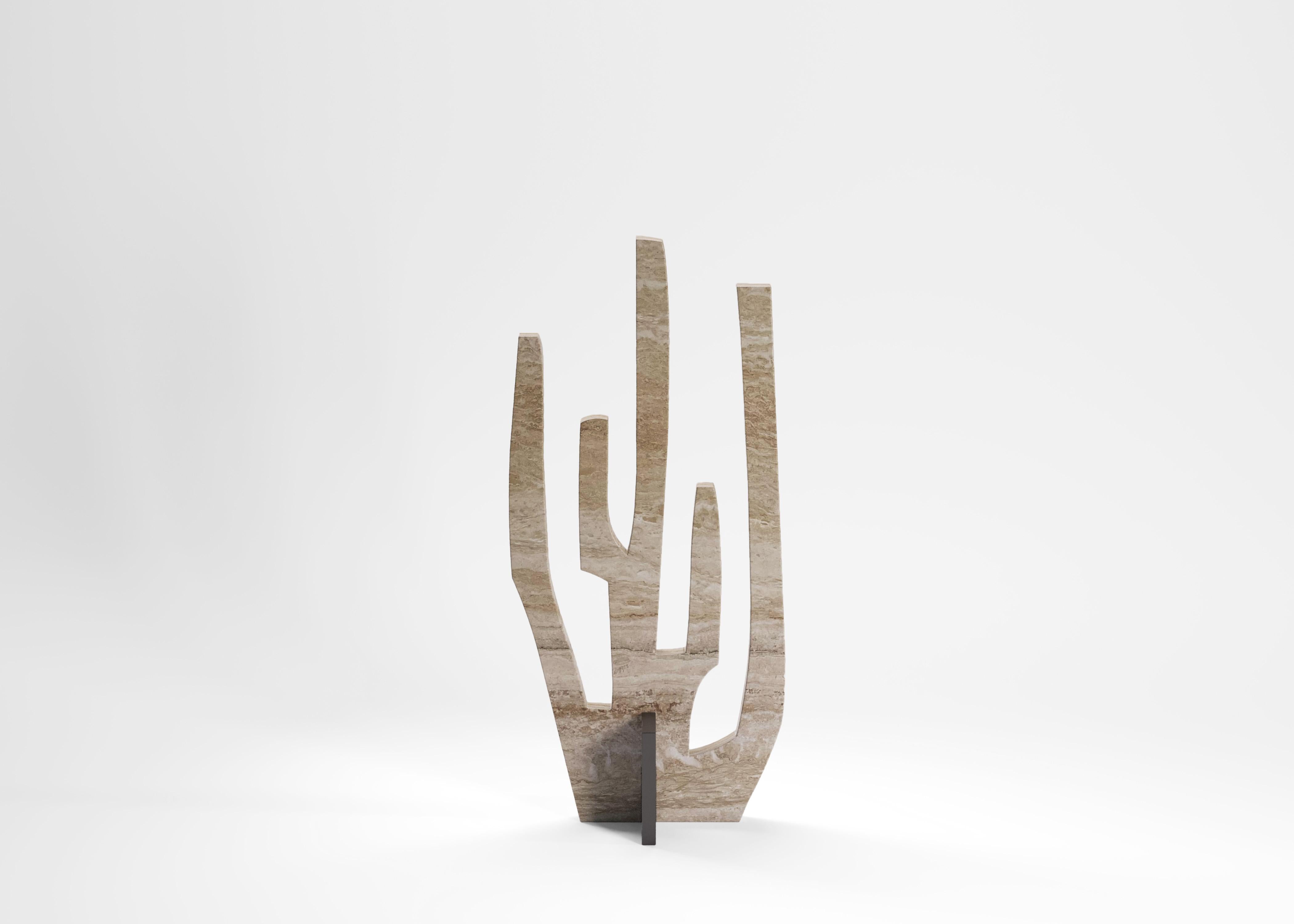 Coral sculpture by Edizione Limitata
Limited Edition of 150 pieces. Signed and numbered.
Designers: Simone Fanciullacci 
Dimensions: H 42 × W 12 × L 20 cm
Materials: Travertine, metal

Edizione Limitata, that is to say “Limited Edition”, is a brand
