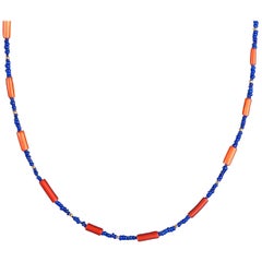 Coral Shell and Lapis Lazuli Necklace