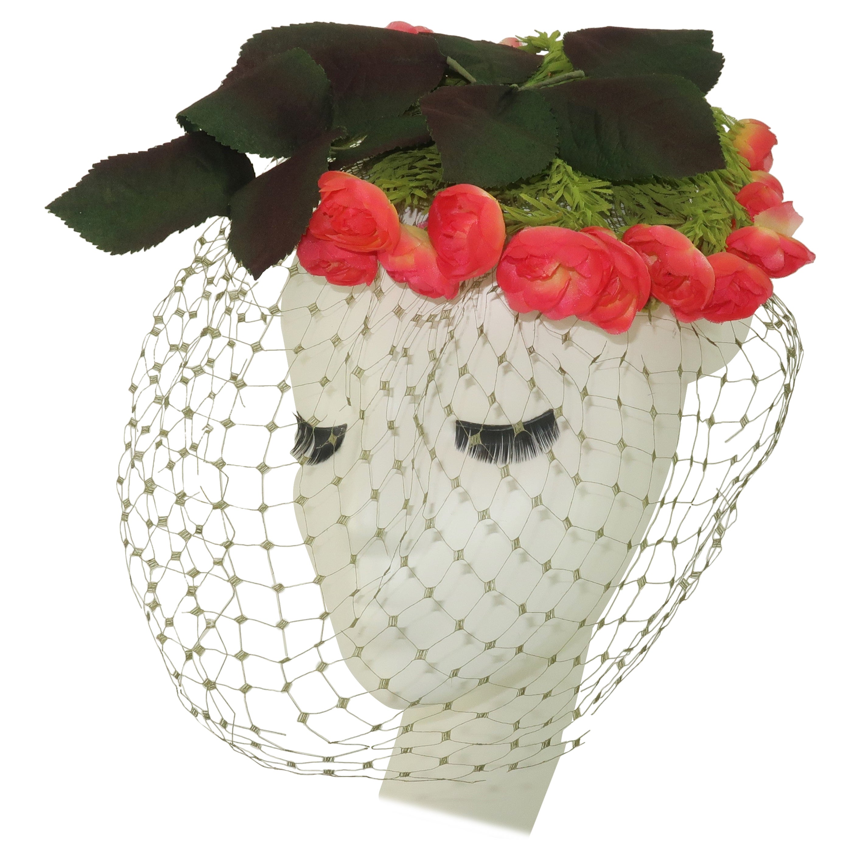 Chapeau Fascinateur en soie corail, années 1950