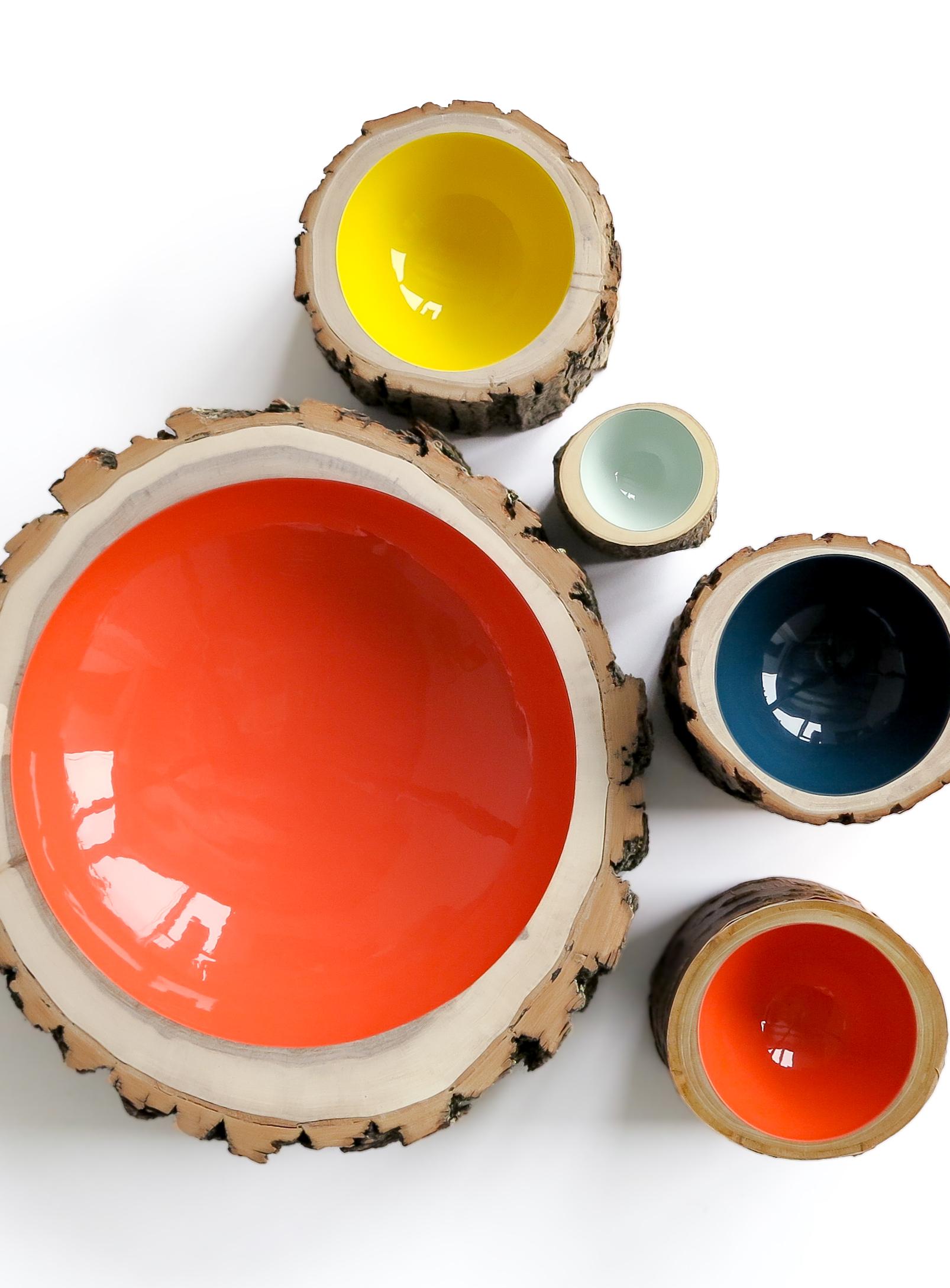 Hand-Crafted Coral Size 10 Log Bowl by Loyal Loot  Hand Made from Reclaimed Wood For Sale
