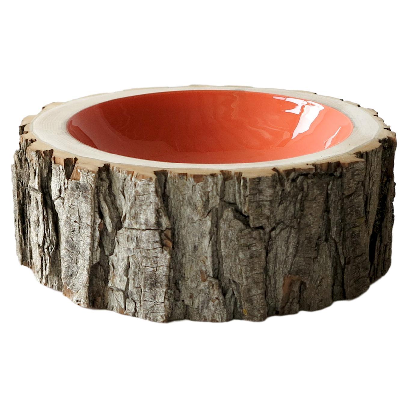 Coral Size 10 Log Bowl by Loyal Loot Made to Order Hand Made from Reclaimed Wood For Sale