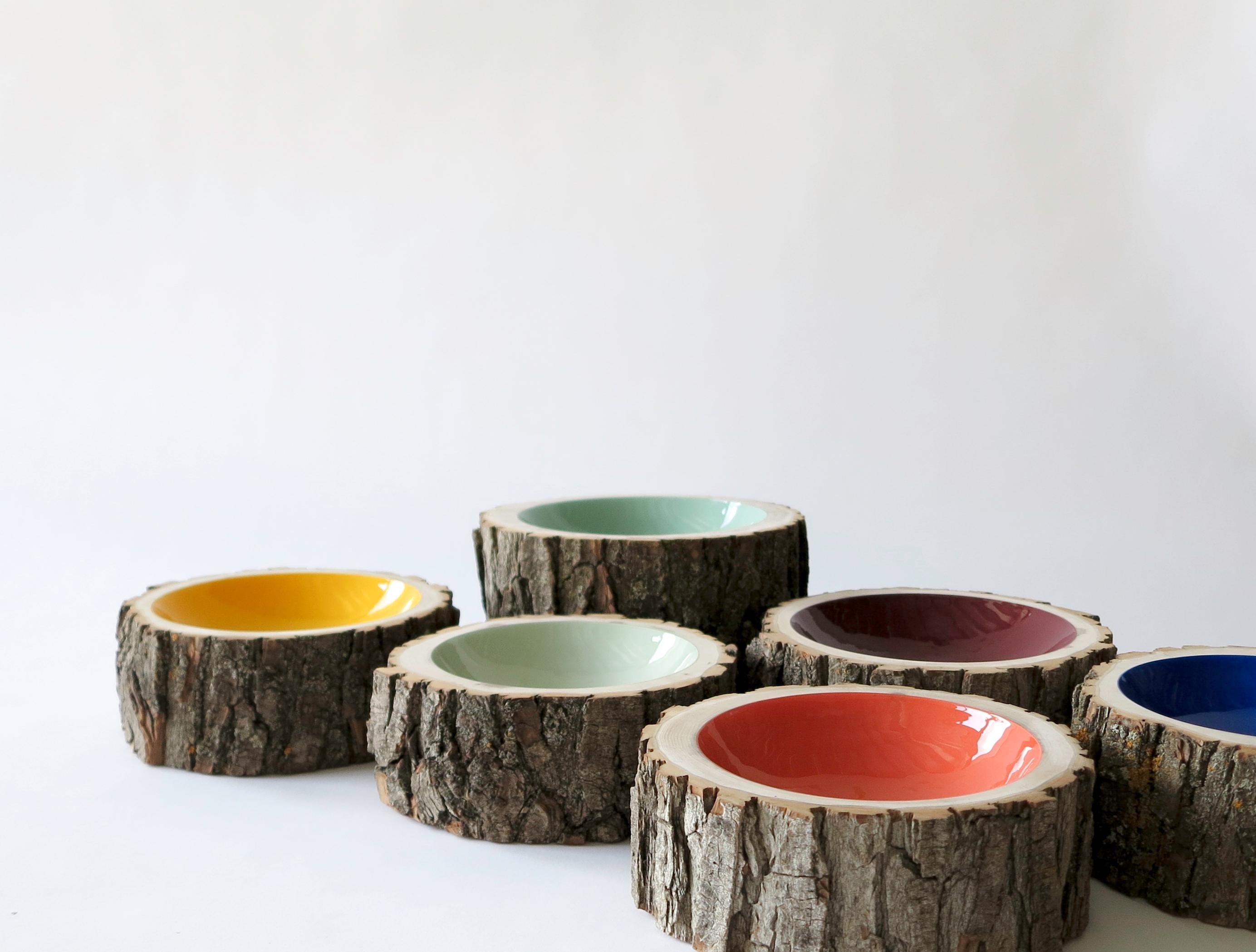 Canadian Coral Size 8 Log Bowl by Loyal Loot Made to Order Hand Made from Reclaimed Wood For Sale