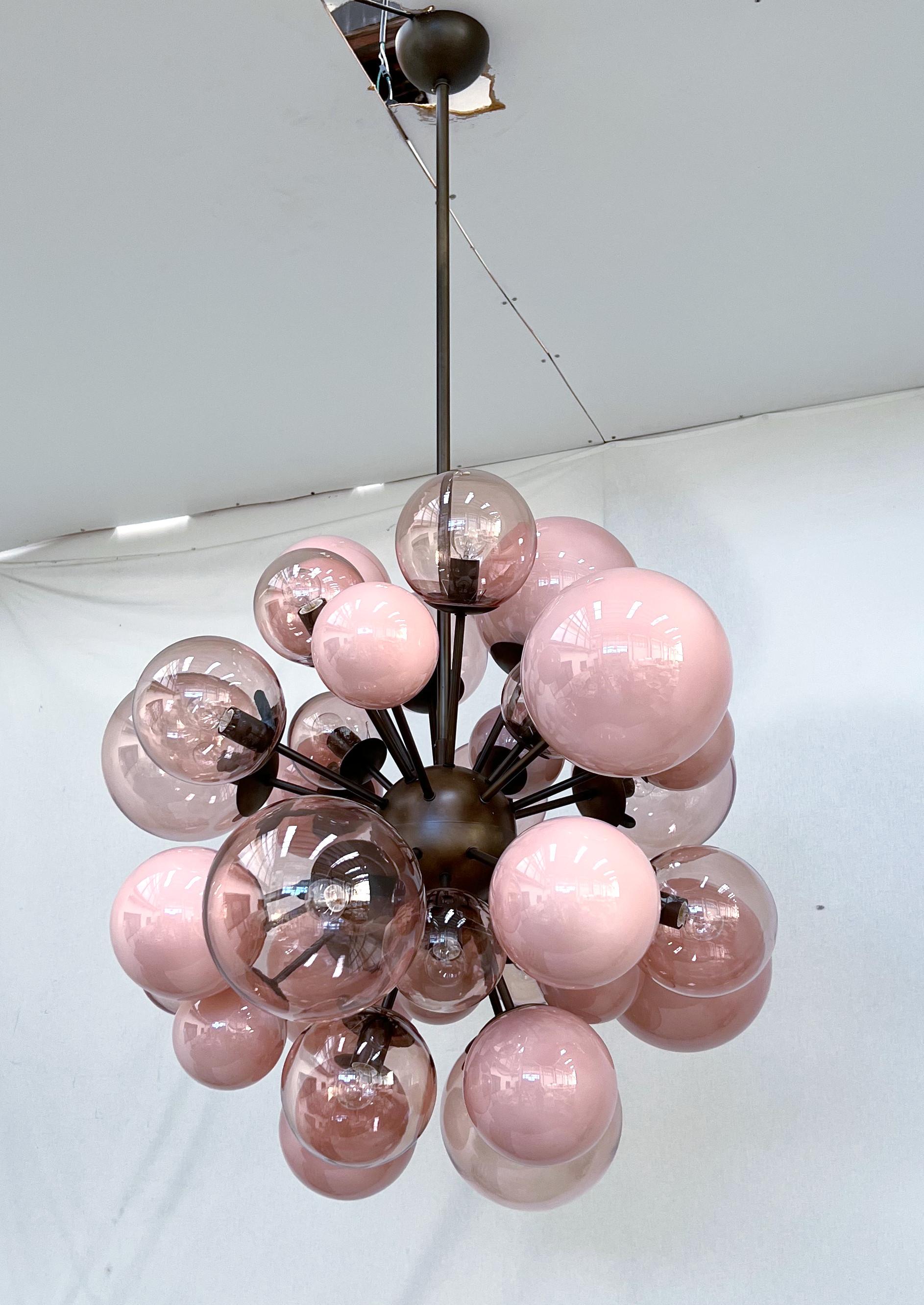 pink globe chandelier