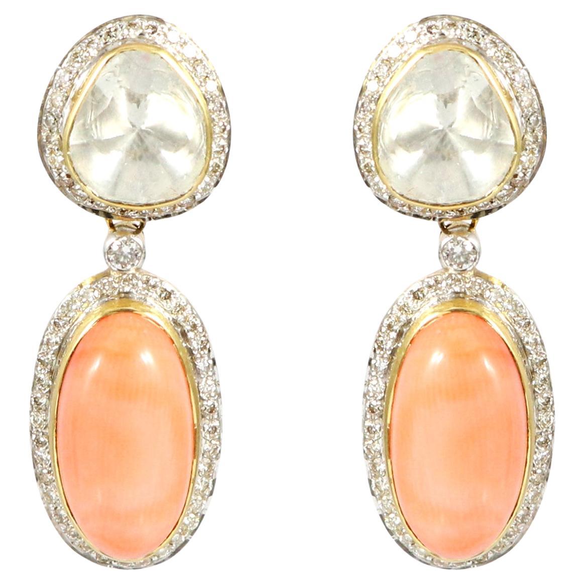 Coral Statement Earrings 0899