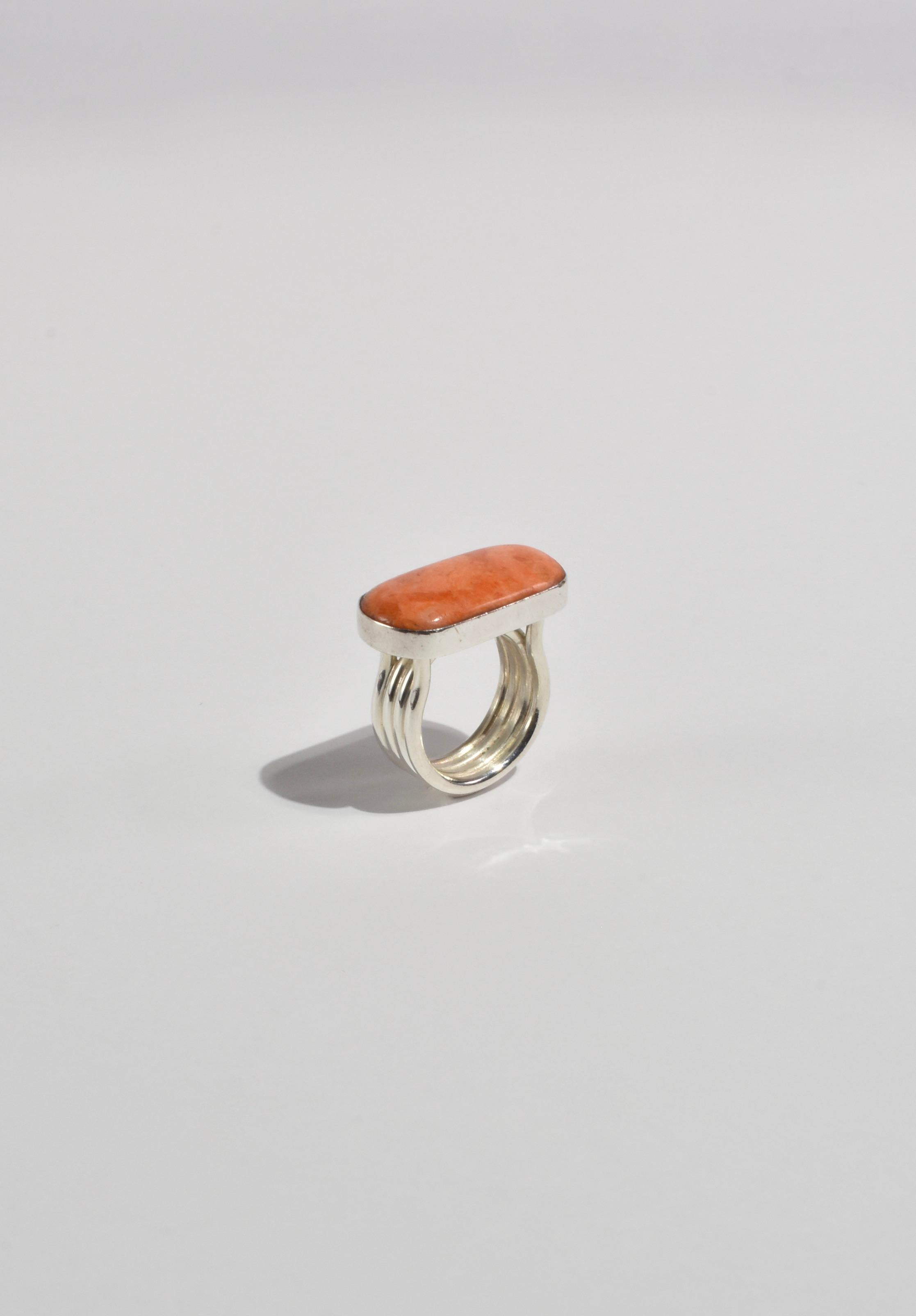 Cabochon Coral Statement Ring