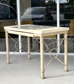 Coral Stone and Metal Coastal Desk
