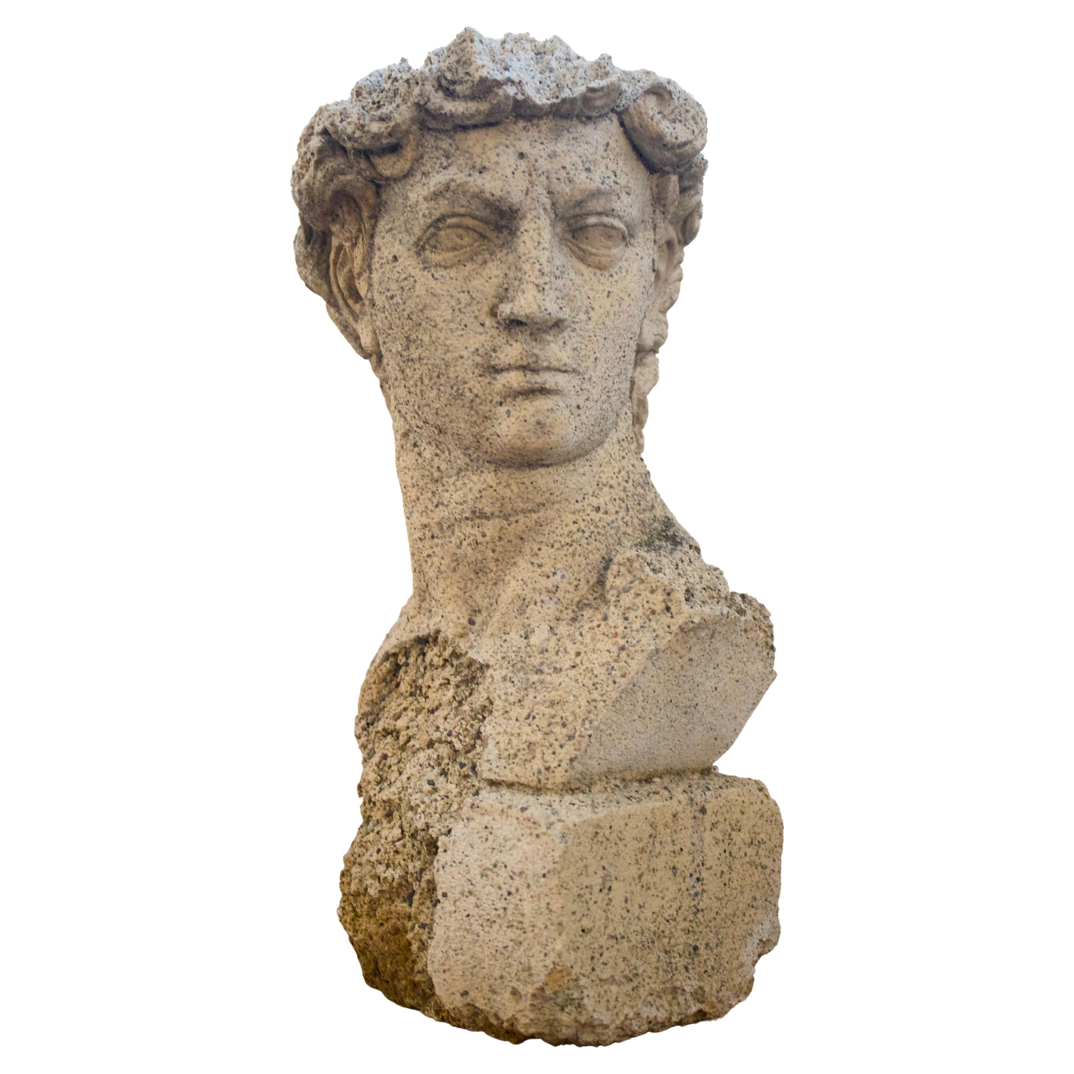 Coral Stone Bust of Caesar, Sculpture