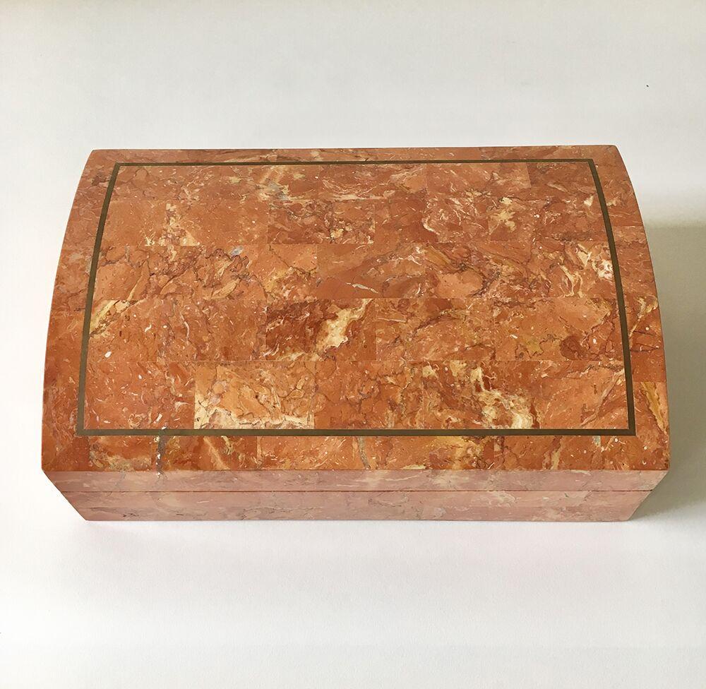 American Coral Stone Veneered Box by Maitland Smith, 1980s