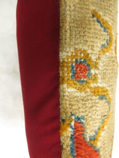 Zabihi Collection Coral Tan Early 20th Century Wool Antique Oushak Rug Pillow