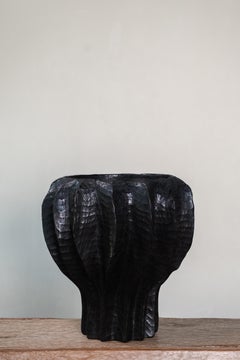 Coral Tropical Wood Patina Black Vase by Mary Verspoor