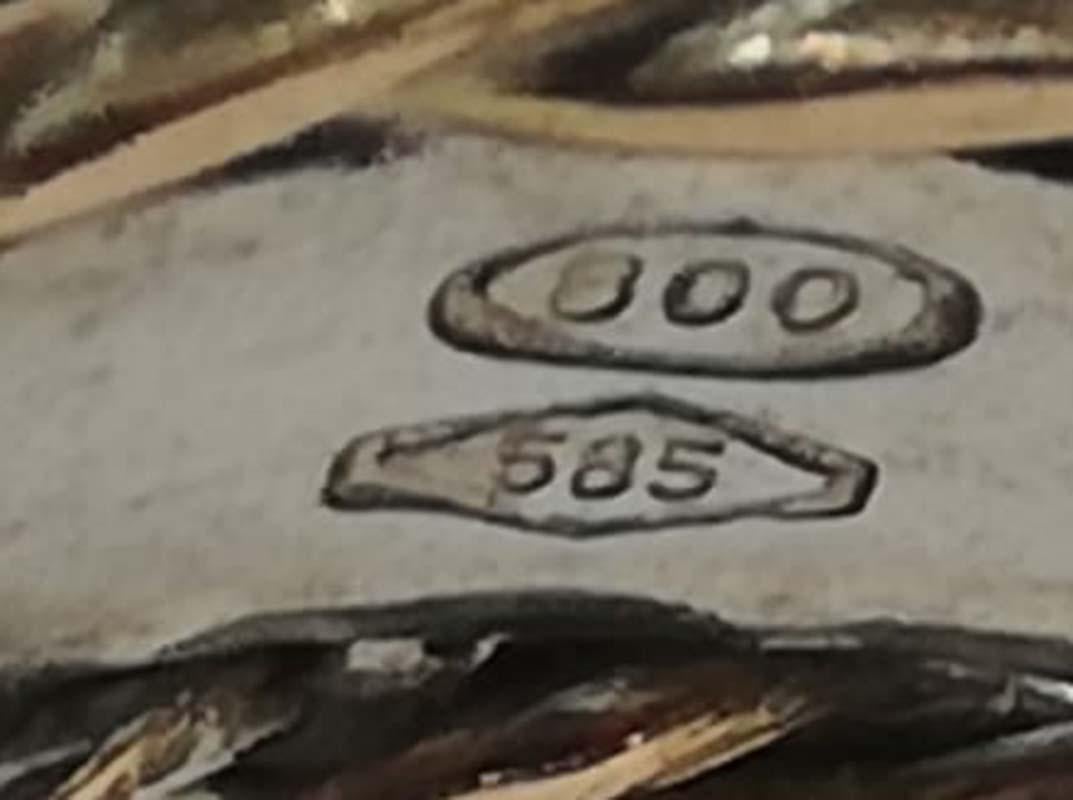 Women's Coral, Tsavorite, Diamonds, 14 Karat Rose Gold and Silver Ring. For Sale