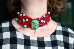 Coral Turquoise Amazonite Choker Necklace
