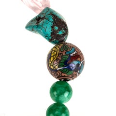 Coral Turquoise Jade Necklace 18 Karat Gold
