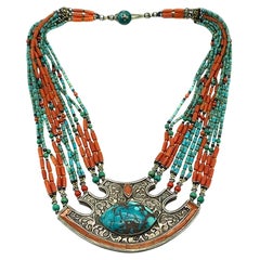 Coral & Turquoise Multi-Strand Necklace