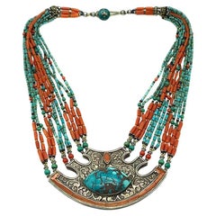 Coral & Turquoise Multi-Strand Necklace 