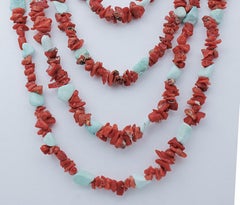 Coral, Turquoise, Multi-Strands Necklace