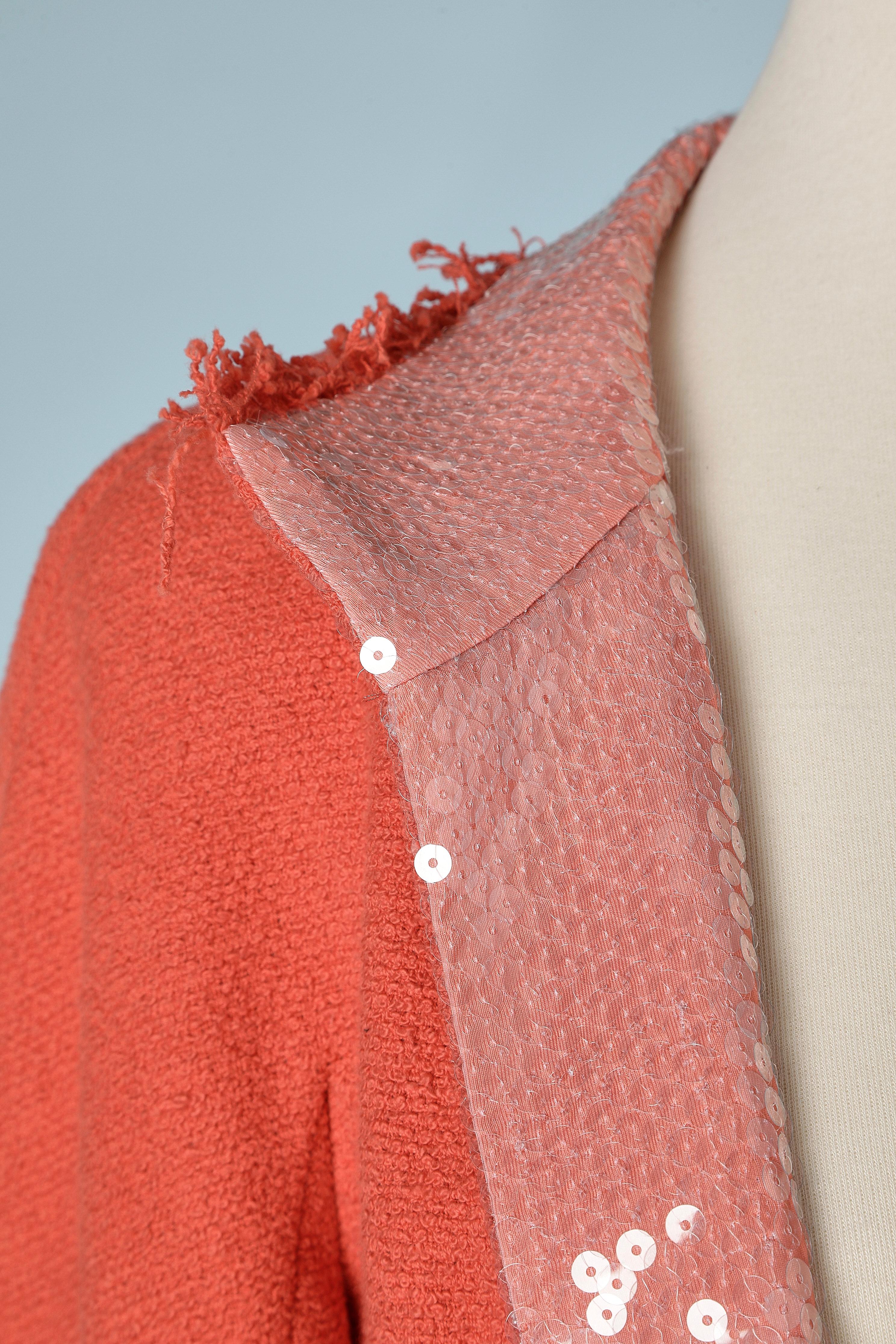 Arancia Giacca in tweed color corallo 