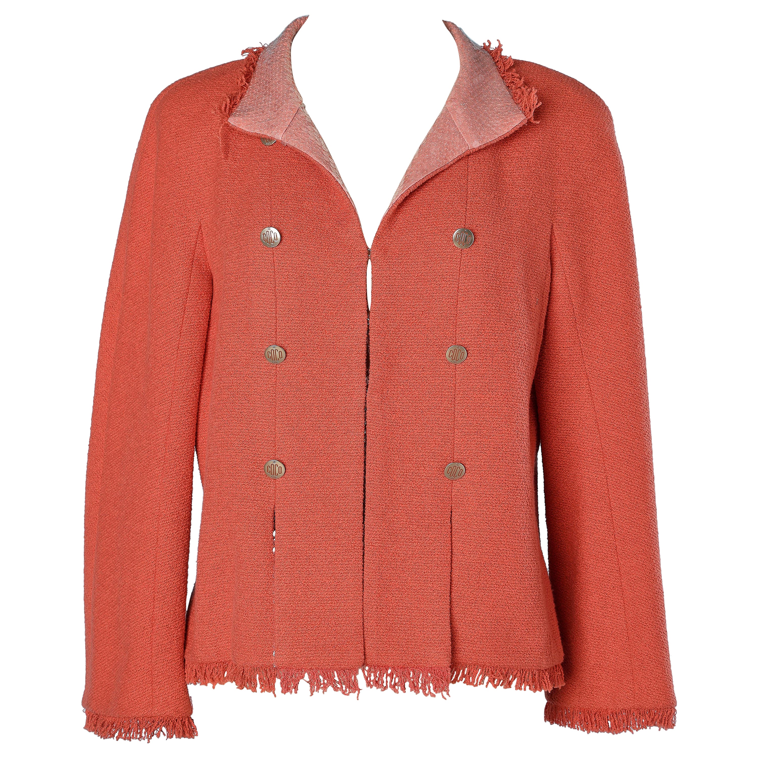 Koralle Tweed-Jacke „Coco Line“  mit transparentem Paillettenbesatz Cruise 2008 Chanel